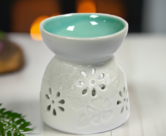 Floral White Ceramic Oil Burner